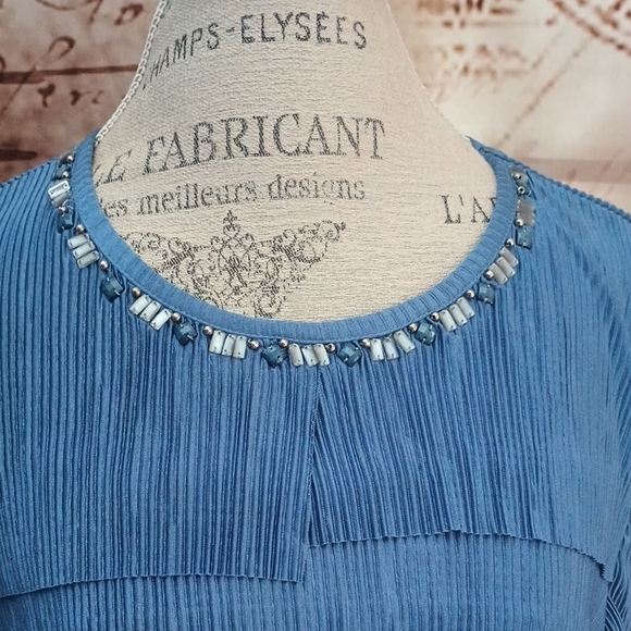 Alfred Dunner Textured Blue Blouse - Picture 2 of 4